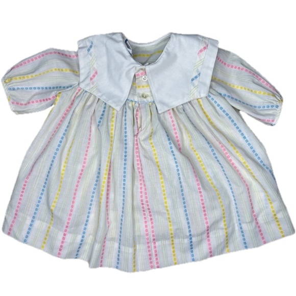 Vintage Little Miss Brent Floral Dress Size 2T Dainty Flower Stripes 1950s - Picture 5 of 6